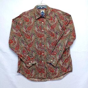 R&G Men's Shirt Long Sleeve Button Up Paisley  Multicolor Sz XL
